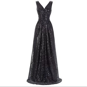 Long black sequin dress